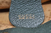 Authentic GUCCI Vintage Bamboo Backpack Purse Suede Leather Green 8554I