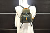Authentic GUCCI Vintage Bamboo Backpack Purse Suede Leather Green 8554I