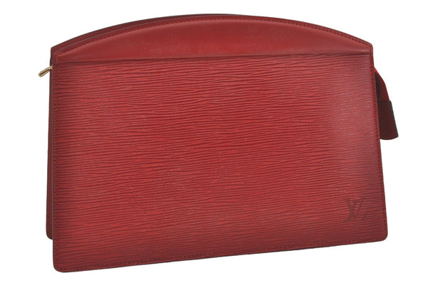 Authentic Louis Vuitton Epi Trousse Crete Clutch Bag Red M48417 LV 8555I