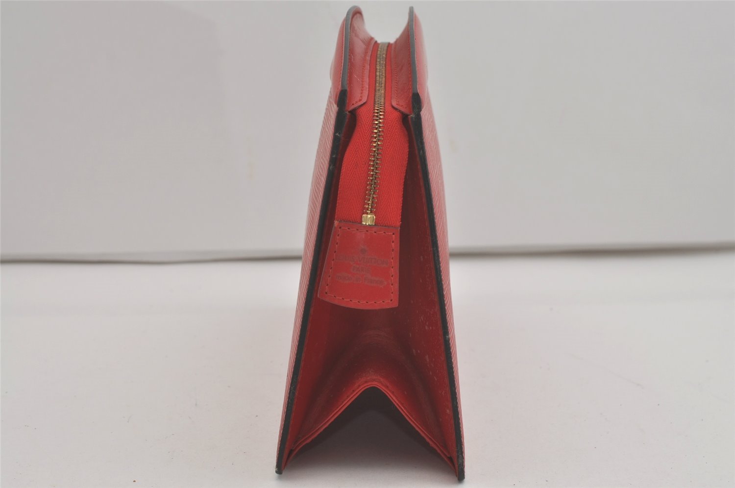 Authentic Louis Vuitton Epi Trousse Crete Clutch Bag Red M48417 LV 8555I