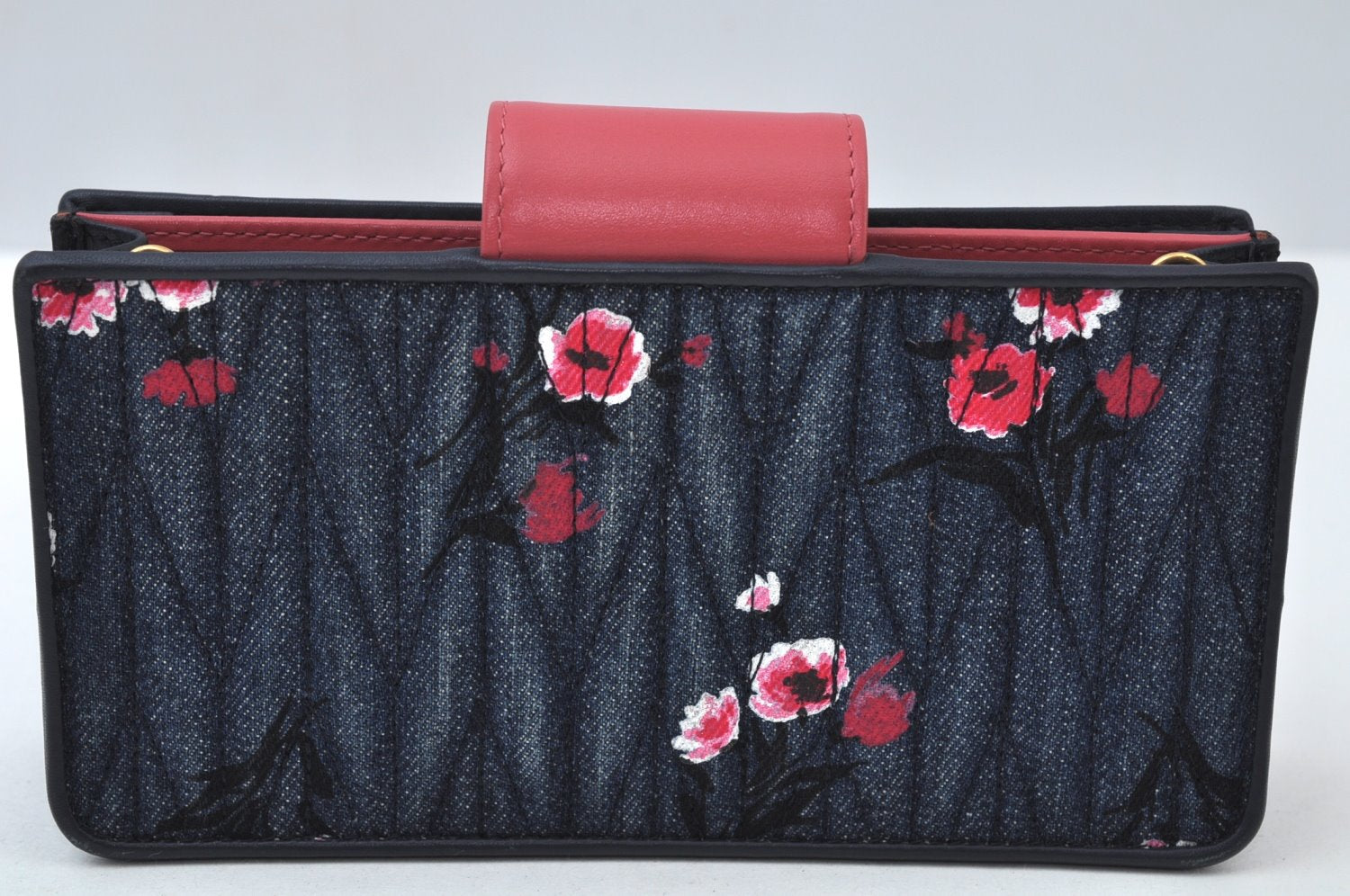 Authentic MIU MIU Denim Leather Shoulder Cross Bag Purse Navy 5ZH042 Box 8559I