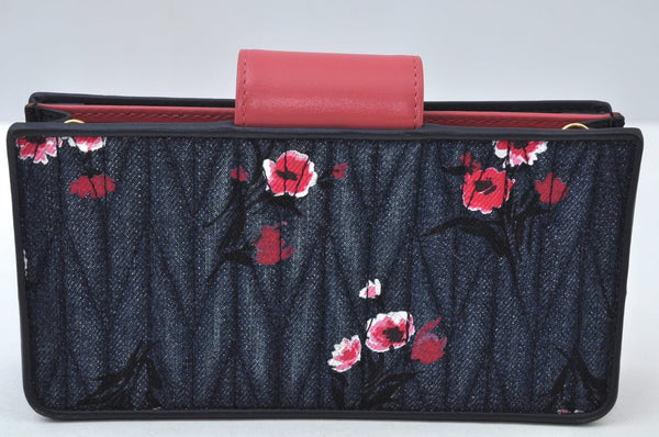 Authentic MIU MIU Denim Leather Shoulder Cross Bag Purse Navy 5ZH042 Box 8559I