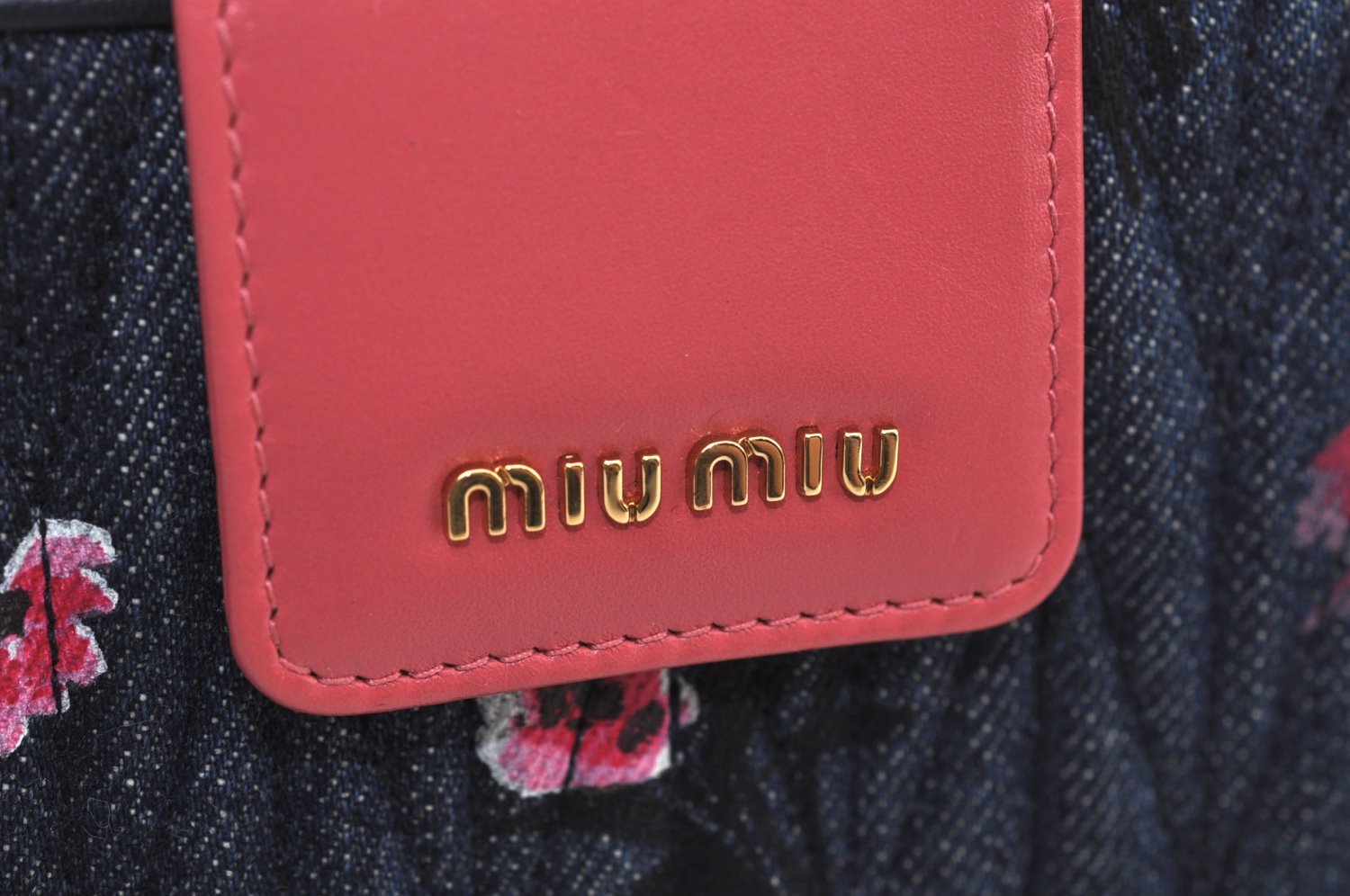 Authentic MIU MIU Denim Leather Shoulder Cross Bag Purse Navy 5ZH042 Box 8559I