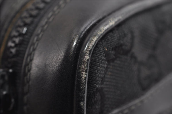 Authentic GUCCI Web Sherry Line Shoulder Cross Bag GG Canvas Leather Black 8560I