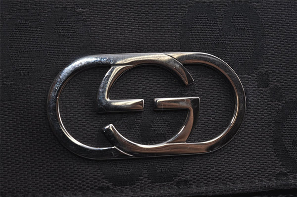 Authentic GUCCI Jumbo GG Shoulder Hand Bag Canvas Enamel 0013823 Black 8563I