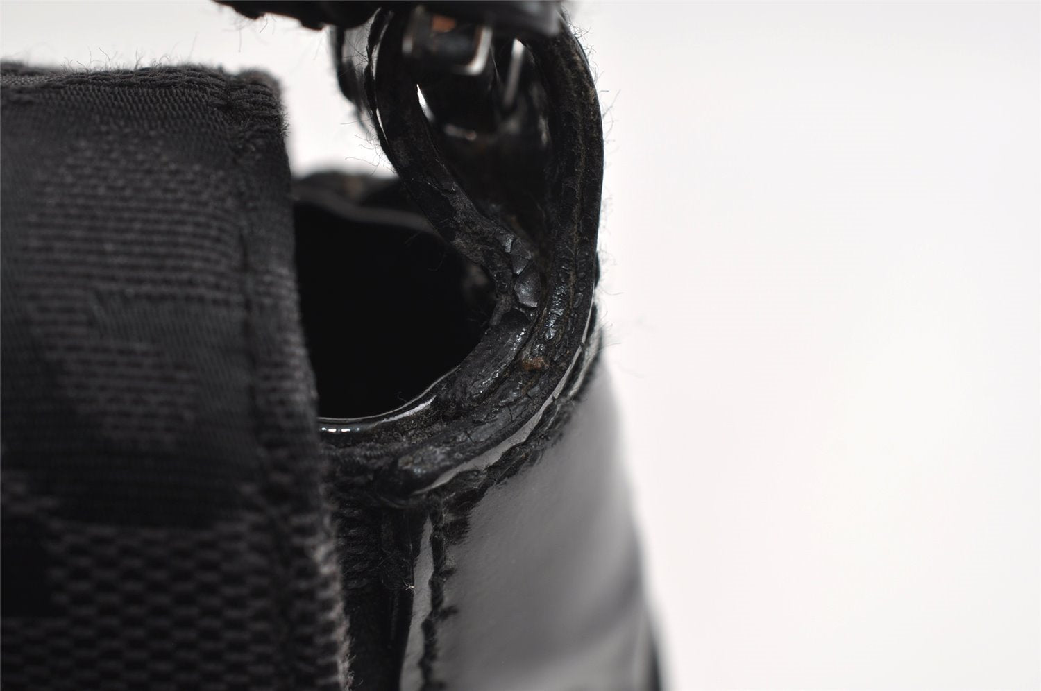 Authentic GUCCI Jumbo GG Shoulder Hand Bag Canvas Enamel 0013823 Black 8563I