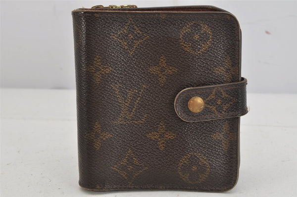 Authentic Louis Vuitton Monogram Compact Zip Bifold Wallet Purse M61667 LV 8563J