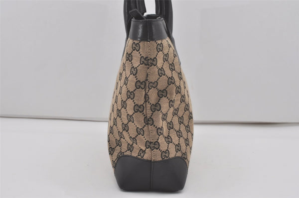 Authentic GUCCI Shoulder Tote Bag GG Canvas Leather 33890 Black Brown 8564I
