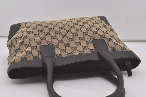 Authentic GUCCI Shoulder Tote Bag GG Canvas Leather 33890 Black Brown 8564I