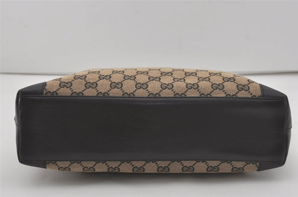 Authentic GUCCI Shoulder Tote Bag GG Canvas Leather 33890 Black Brown 8564I