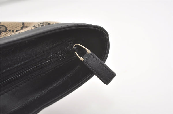 Authentic GUCCI Shoulder Tote Bag GG Canvas Leather 33890 Black Brown 8564I