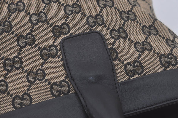 Authentic GUCCI Shoulder Tote Bag GG Canvas Leather 33890 Black Brown 8564I