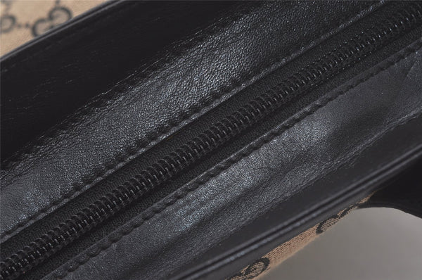 Authentic GUCCI Shoulder Tote Bag GG Canvas Leather 33890 Black Brown 8564I