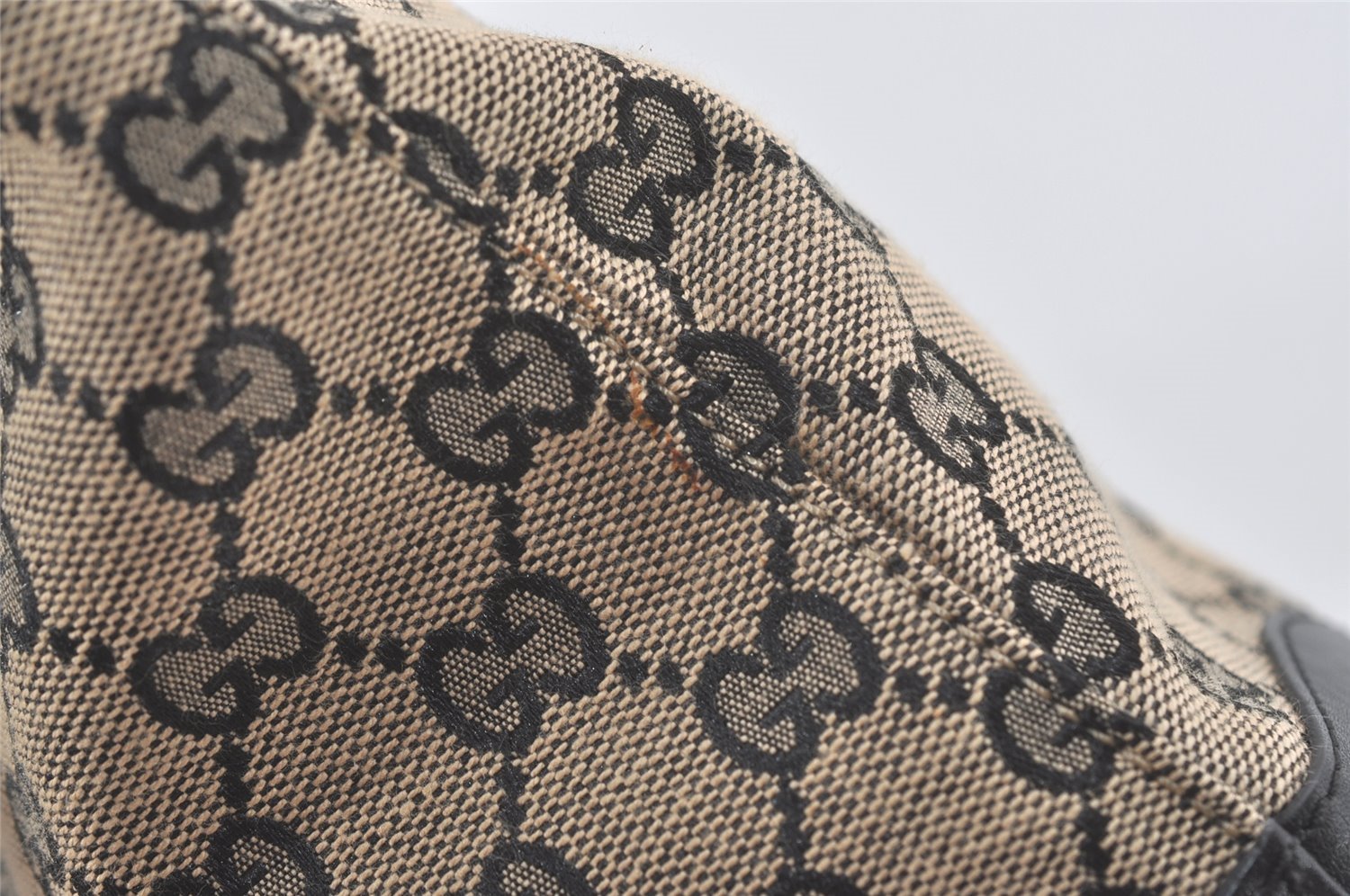 Authentic GUCCI Shoulder Tote Bag GG Canvas Leather 33890 Black Brown 8564I