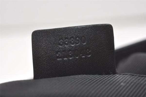 Authentic GUCCI Shoulder Tote Bag GG Canvas Leather 33890 Black Brown 8564I