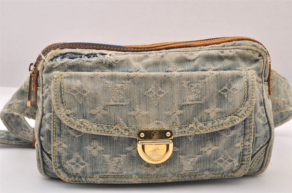 Authentic Louis Vuitton Monogram Denim Waist Bum Bag Blue M95347 LV 8564M