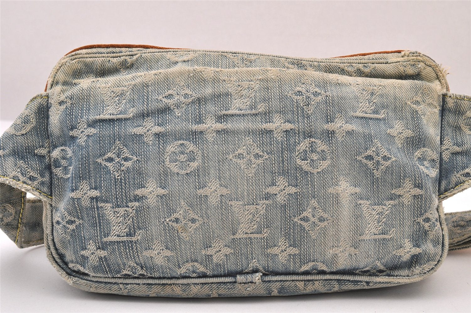 Authentic Louis Vuitton Monogram Denim Waist Bum Bag Blue M95347 LV 8564M