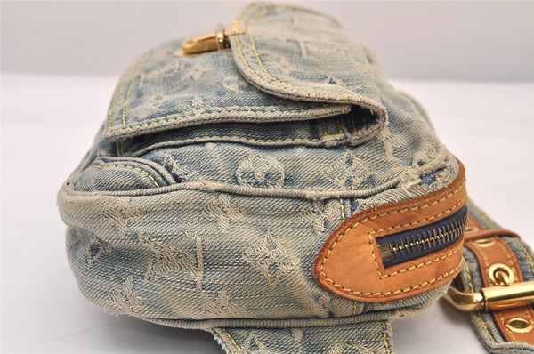 Authentic Louis Vuitton Monogram Denim Waist Bum Bag Blue M95347 LV 8564M
