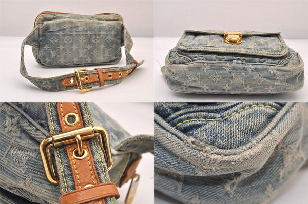 Authentic Louis Vuitton Monogram Denim Waist Bum Bag Blue M95347 LV 8564M