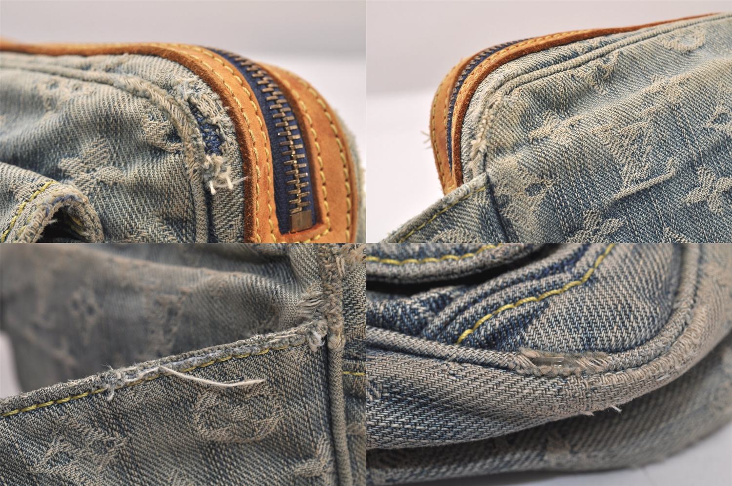 Authentic Louis Vuitton Monogram Denim Waist Bum Bag Blue M95347 LV 8564M