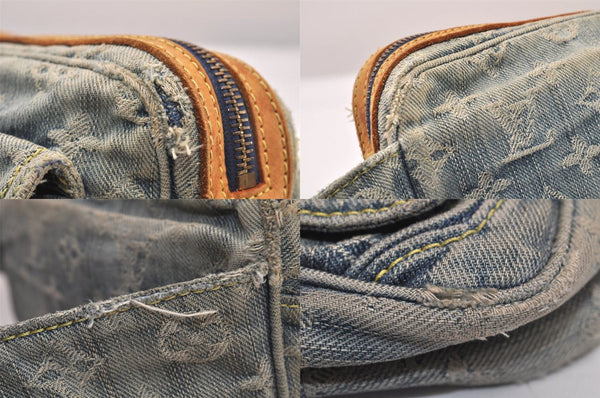 Authentic Louis Vuitton Monogram Denim Waist Bum Bag Blue M95347 LV 8564M