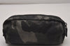 Authentic PRADA Camouflage Nylon Tessuto Saffiano Leather Pouch Black 8565I