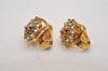 Authentic NINA RICCI Vintage Clip-on Rhinestone Earrings Gold Tone 8565J