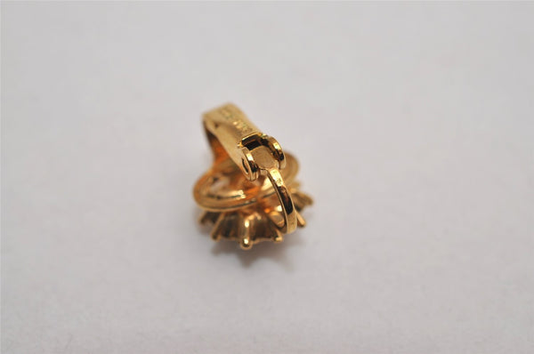 Authentic NINA RICCI Vintage Clip-on Rhinestone Earrings Gold Tone 8565J