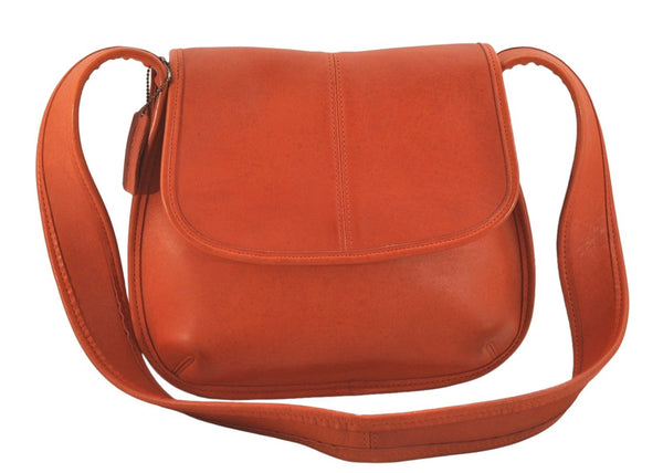 Authentic OLD COACH Vintage Shoulder Cross Bag Purse Leather 9034 Orange 8565M