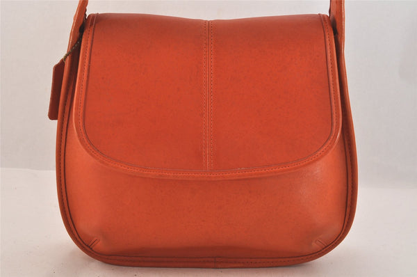 Authentic OLD COACH Vintage Shoulder Cross Bag Purse Leather 9034 Orange 8565M