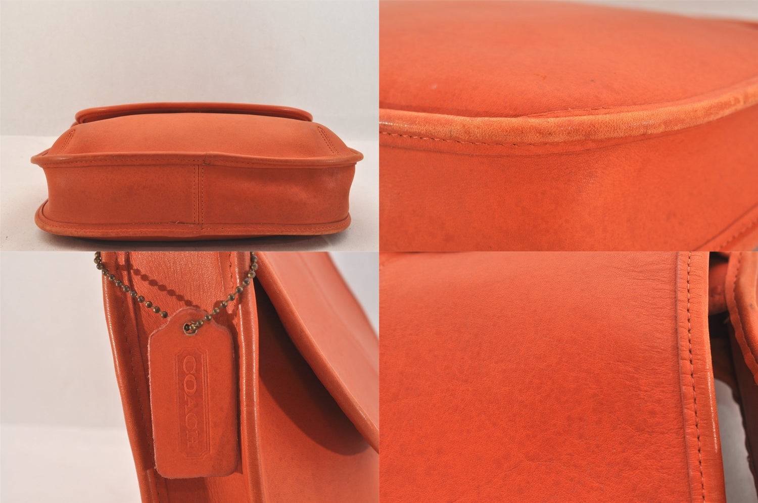 Authentic OLD COACH Vintage Shoulder Cross Bag Purse Leather 9034 Orange 8565M