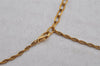 Auth NINA RICCI Imitation Pearl Rhinestone Chain Pendant Necklace Gold 8566J