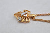 Authentic NINA RICCI Gold Tone Rhinestone Ribbon Chain Pendant Necklace 8567J