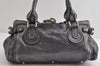 Authentic Chloe Vintage Paddington Leather Shoulder Hand Bag Metallic Gray 8568I