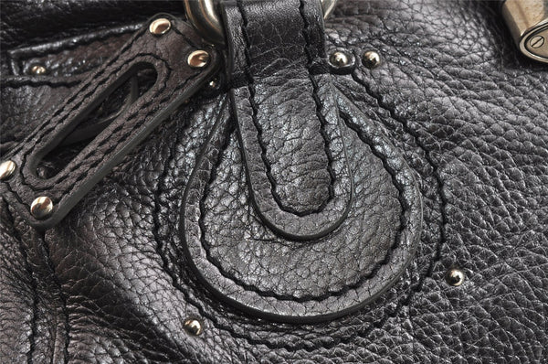 Authentic Chloe Vintage Paddington Leather Shoulder Hand Bag Metallic Gray 8568I