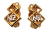 Authentic NINA RICCI Vintage Clip-on Logo Motif Earrings Accessory Gold 8568J