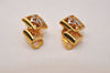 Authentic NINA RICCI Vintage Clip-on Logo Motif Earrings Accessory Gold 8568J