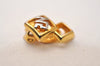 Authentic NINA RICCI Vintage Clip-on Logo Motif Earrings Accessory Gold 8568J