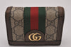 Authentic GUCCI Web Sherry Line Double G Bifold Wallet GG PVC 523155 Brown 8569I