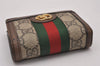 Authentic GUCCI Web Sherry Line Double G Bifold Wallet GG PVC 523155 Brown 8569I