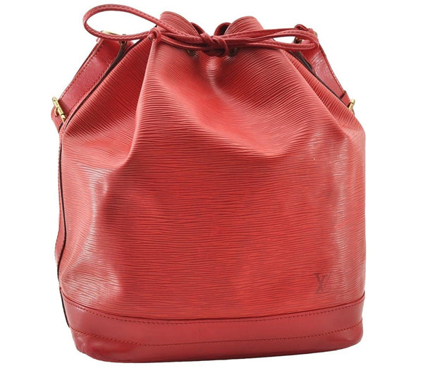 Authentic Louis Vuitton Epi Noe Shoulder Drawstring Bag Red M44007 LV 8571I