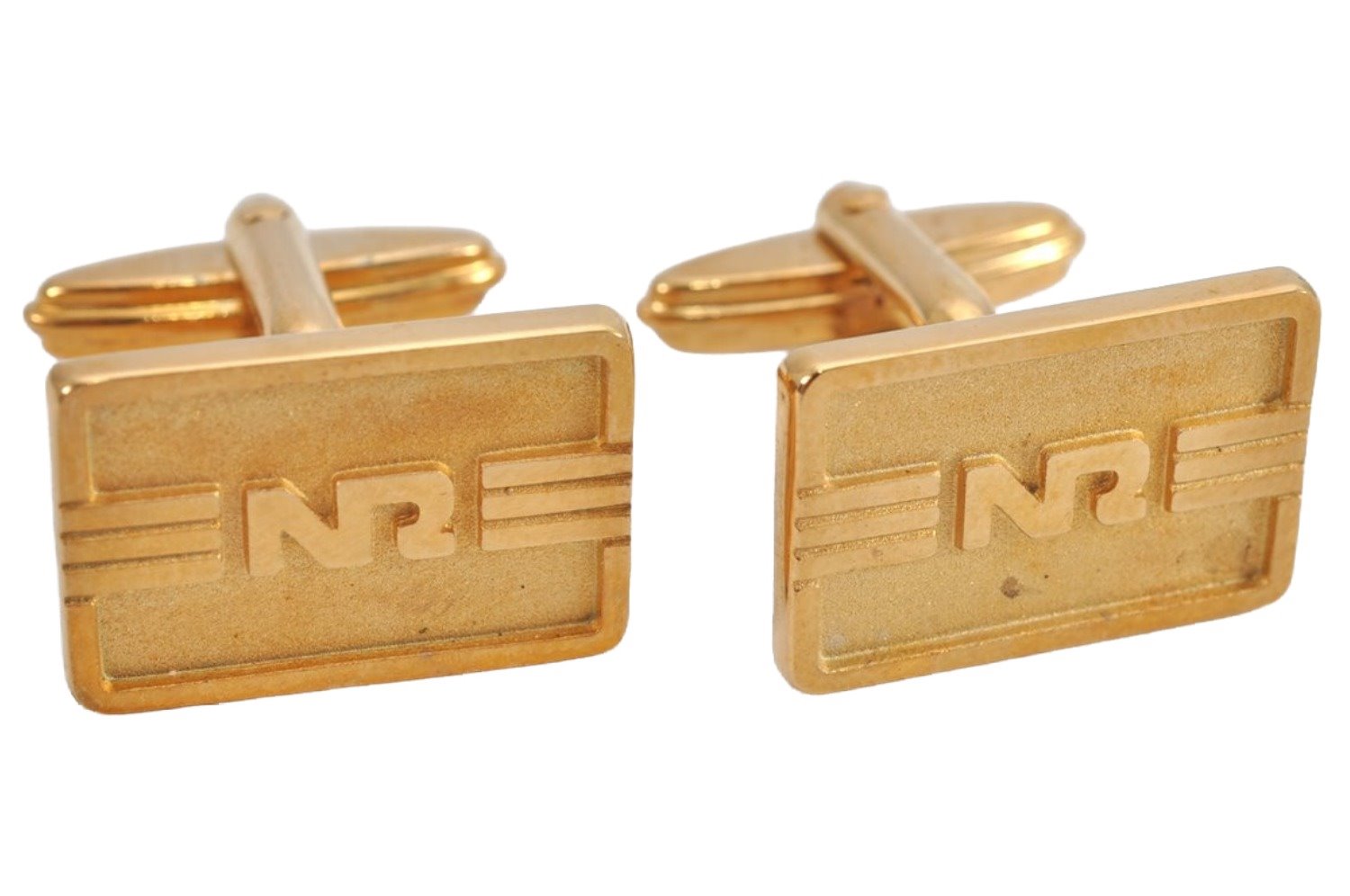 Authentic NINA RICCI Vintage Gold Tone Logo Cuffs 8573J