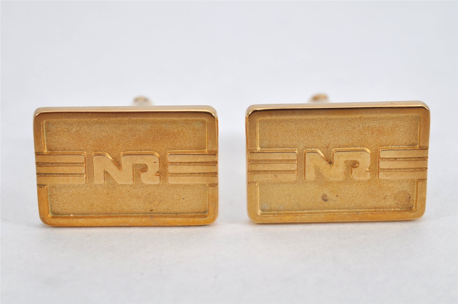 Authentic NINA RICCI Vintage Gold Tone Logo Cuffs 8573J