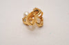 Authentic NINA RICCI Clip-on Rhinestone Imitation Pearl Earrings Gold 8575J