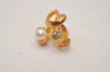 Authentic NINA RICCI Clip-on Rhinestone Imitation Pearl Earrings Gold 8575J