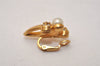 Authentic NINA RICCI Clip-on Rhinestone Imitation Pearl Earrings Gold 8575J