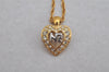 Authentic NINA RICCI Gold Tone Rhinestone Heart Chain Pendant Necklace  8576J