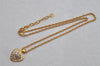 Authentic NINA RICCI Gold Tone Rhinestone Heart Chain Pendant Necklace  8576J