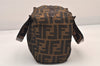 Authentic FENDI Zucca Vintage Hand Bag Purse Nylon Leather Brown 8576M
