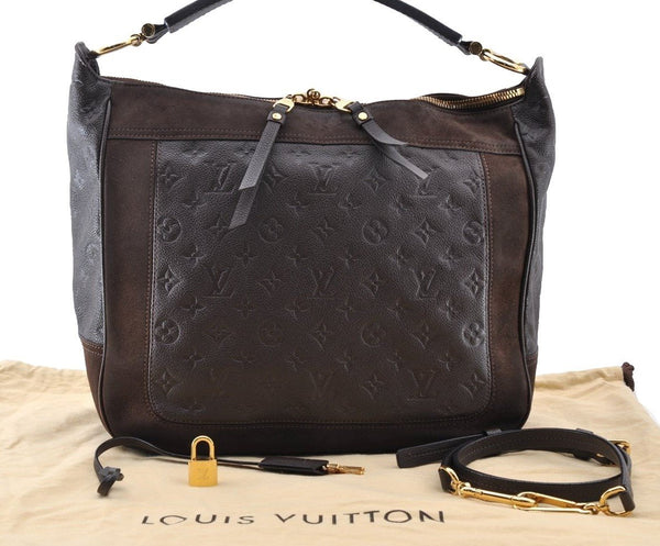 Auth Louis Vuitton Monogram Empreinte Audacieuse MM Shoulder Bag Brown LV 8577I